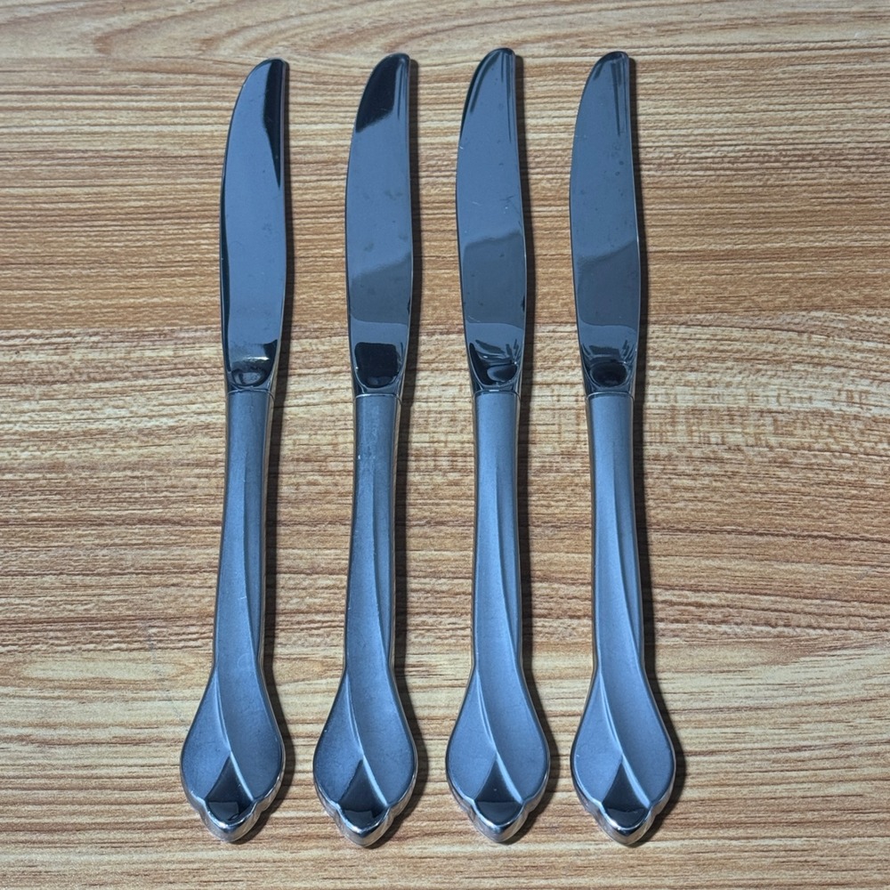 Oneida Tribeca Satin Petal Handle Glossy Stainless Steel Dinner Knives Set of 4